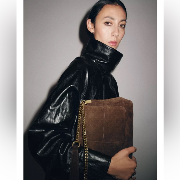 Zara Handbags - Zara leather chocolate brown leather shoulder bag purse